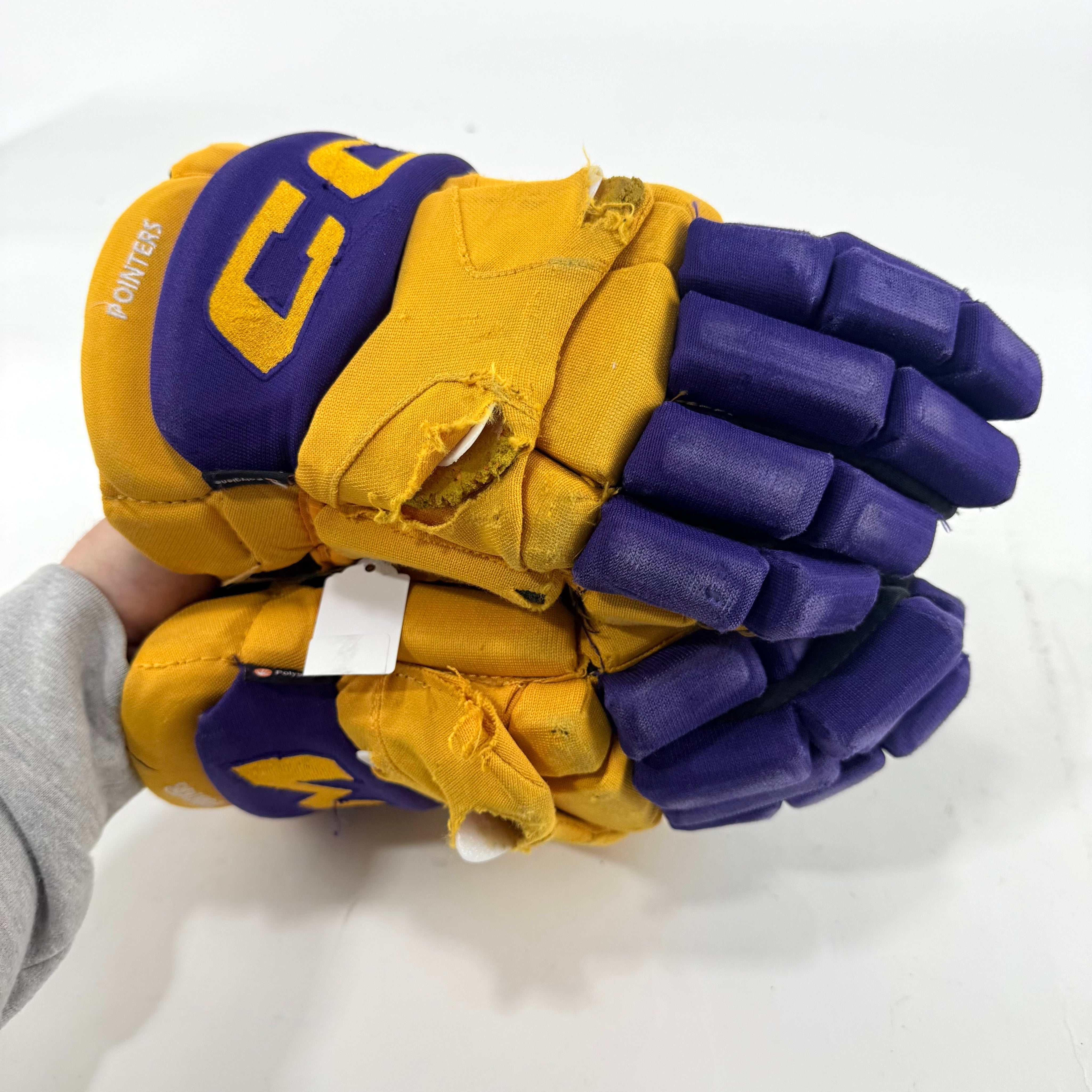 Used Yellow and Purple CCM Jetspeed Gloves | 14" | E557 - Top Flight Hockey