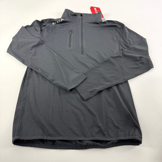New Black CCM Premium 1/2 Zip Long Sleeve Shirt | Youth XL | #191520221836 - Top Flight Hockey