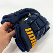 Used Navy STL Blues Warrior QR1 Pro Gloves | 14" | Scandella | D175 - Top Flight Hockey