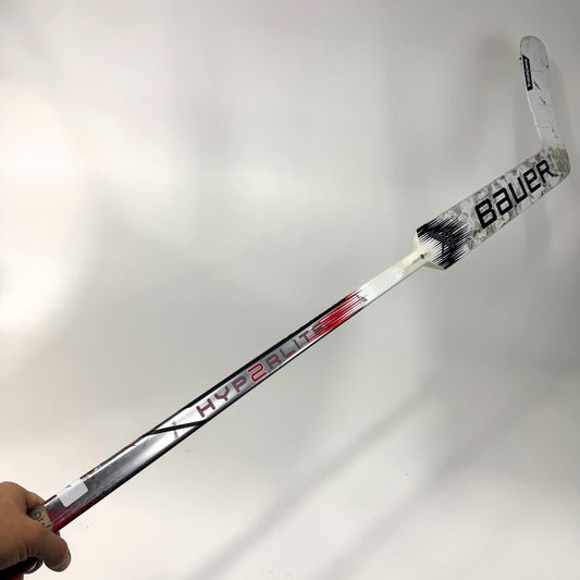 Used Regular White/Red/Navy Bauer Vapor Hyperlite 2 Goalie Stick | 25" Paddle P31 Curve | AB711