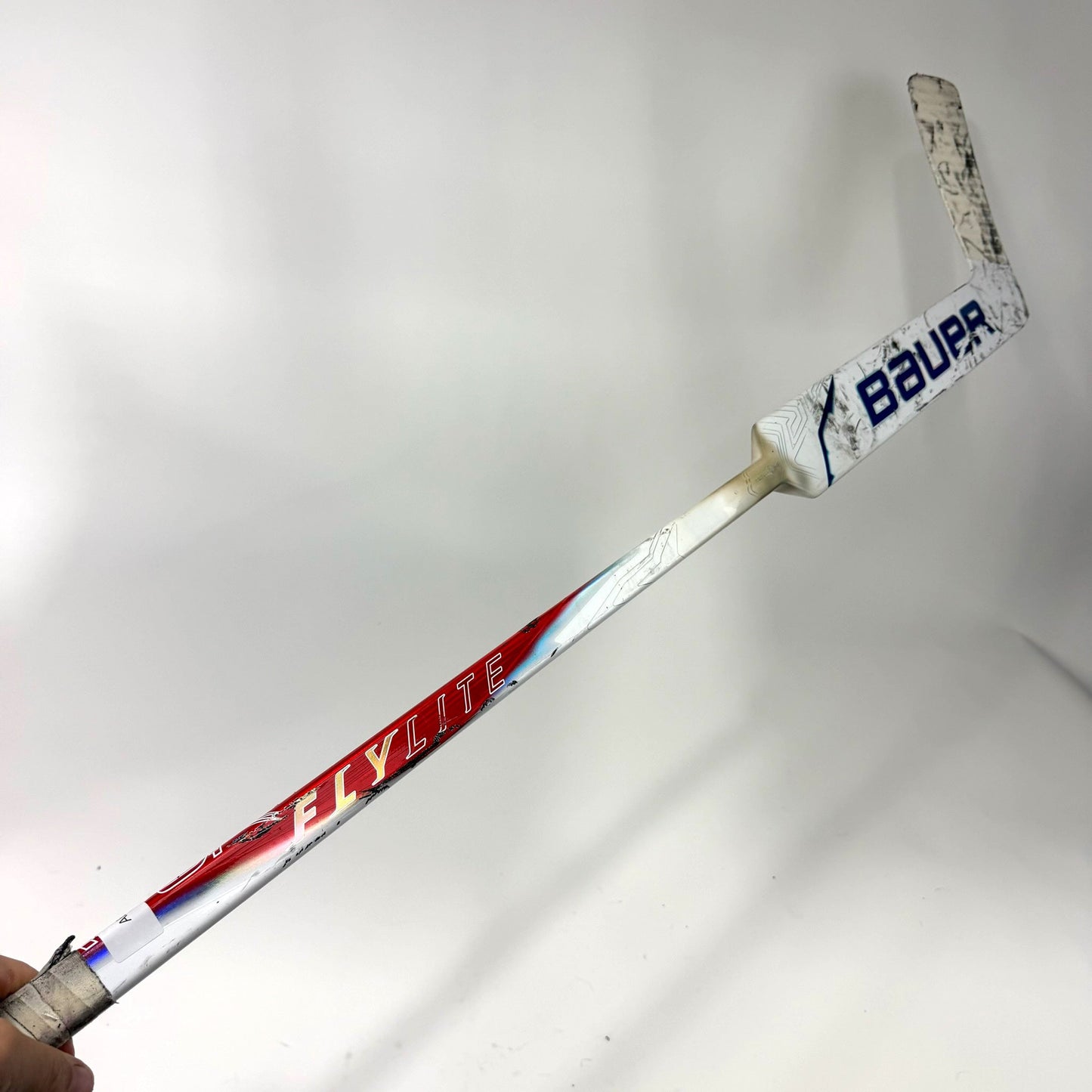 Used Regular White/Red Bauer Flylite Goalie Stick | 24" Paddle P34 Curve | AB708