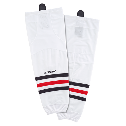 Brand New - Chicago Blackhawks Away CCM Quicklite 8000 Hockey Socks - Junior - Top Flight Hockey
