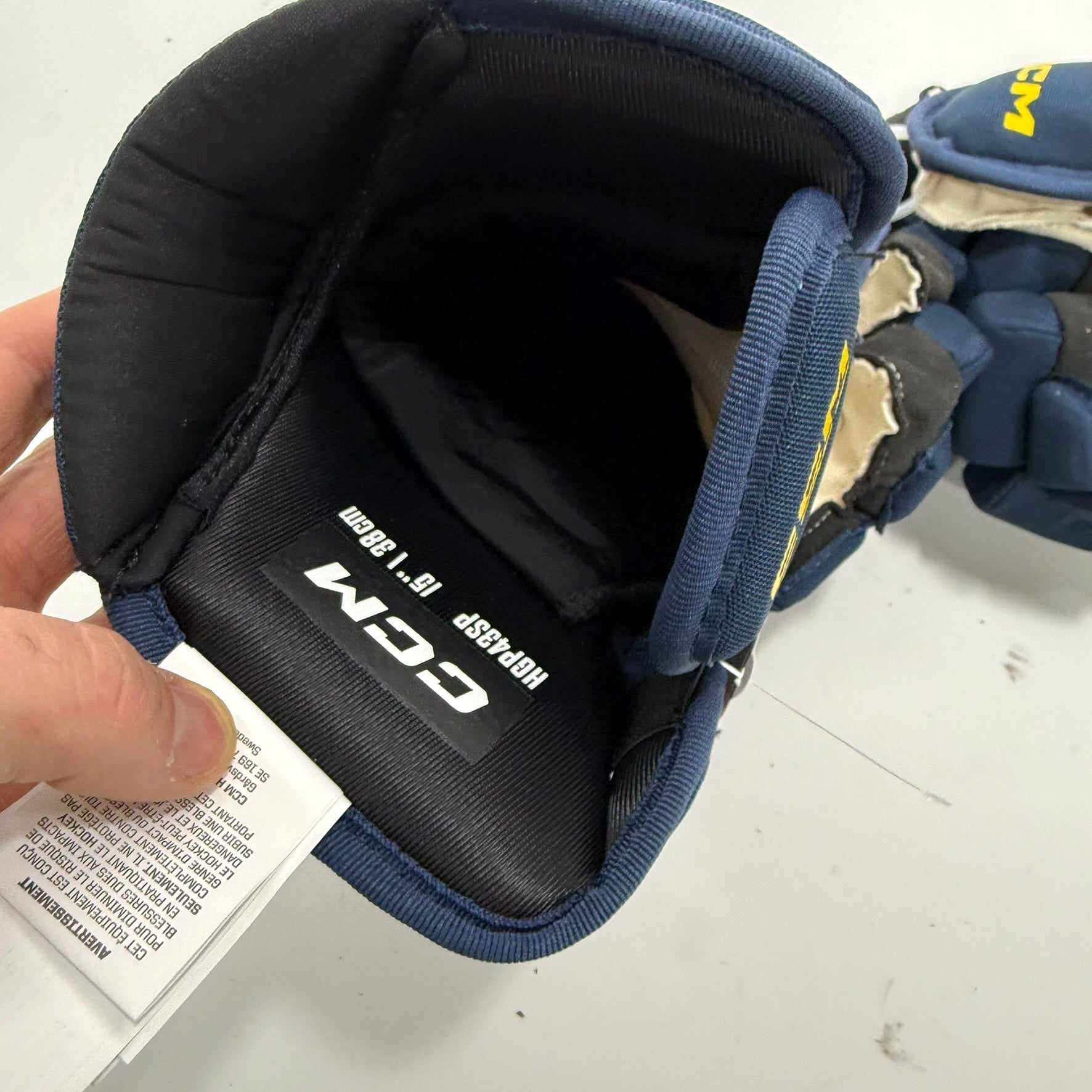 New Navy and Yellow CCM HPG43 Gloves | 15" | #A51 - Top Flight Hockey