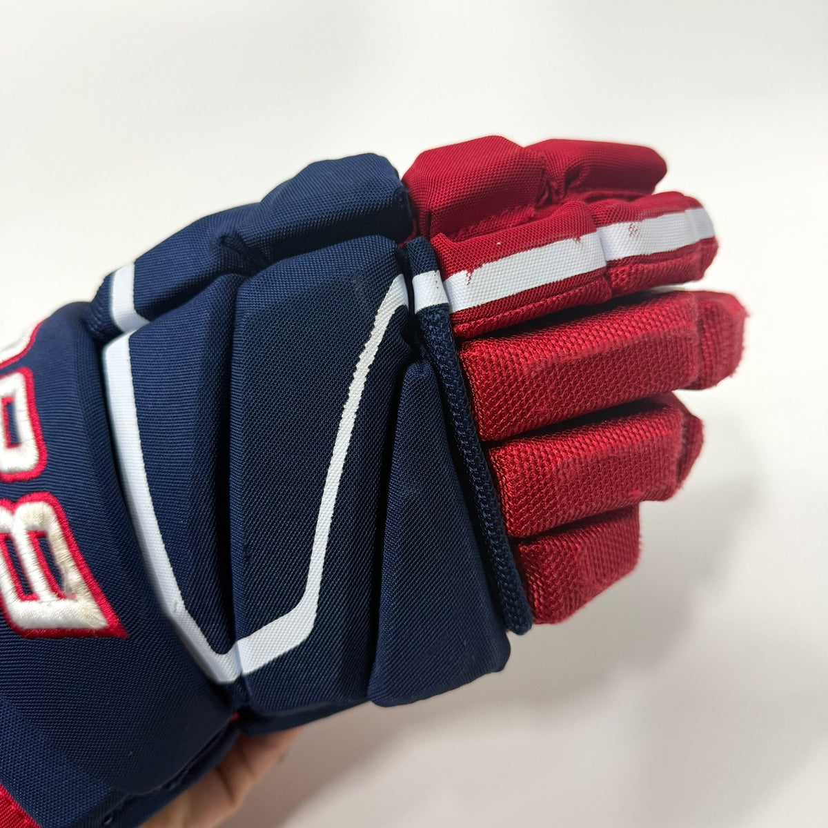 Used Blue Red White Bauer Hyperlite Gloves | 14" | AB775