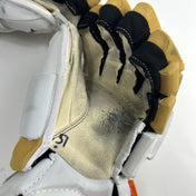 Used White and Gold CCM Jetspeed Gloves | Vegas Knights | 14" | H308