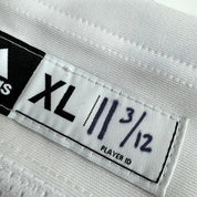 Used Anze Kopitar White Adidas LA Kings Socks | XL - Pair used 3/12 - Top Flight Hockey