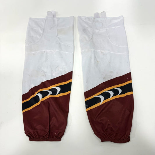 Used White Maroon Gold Socks with Velcro |.Senior XL | AB882