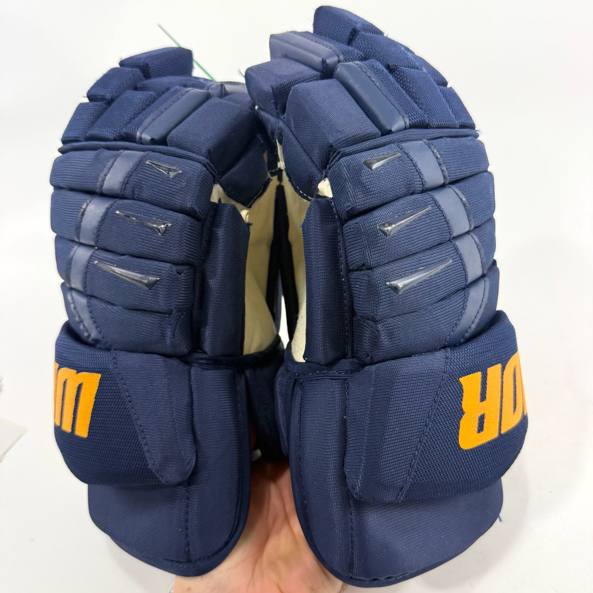 Used Navy STL Blues Warrior Alpha DX Pro Gloves | 14" | Suter | D161 - Top Flight Hockey