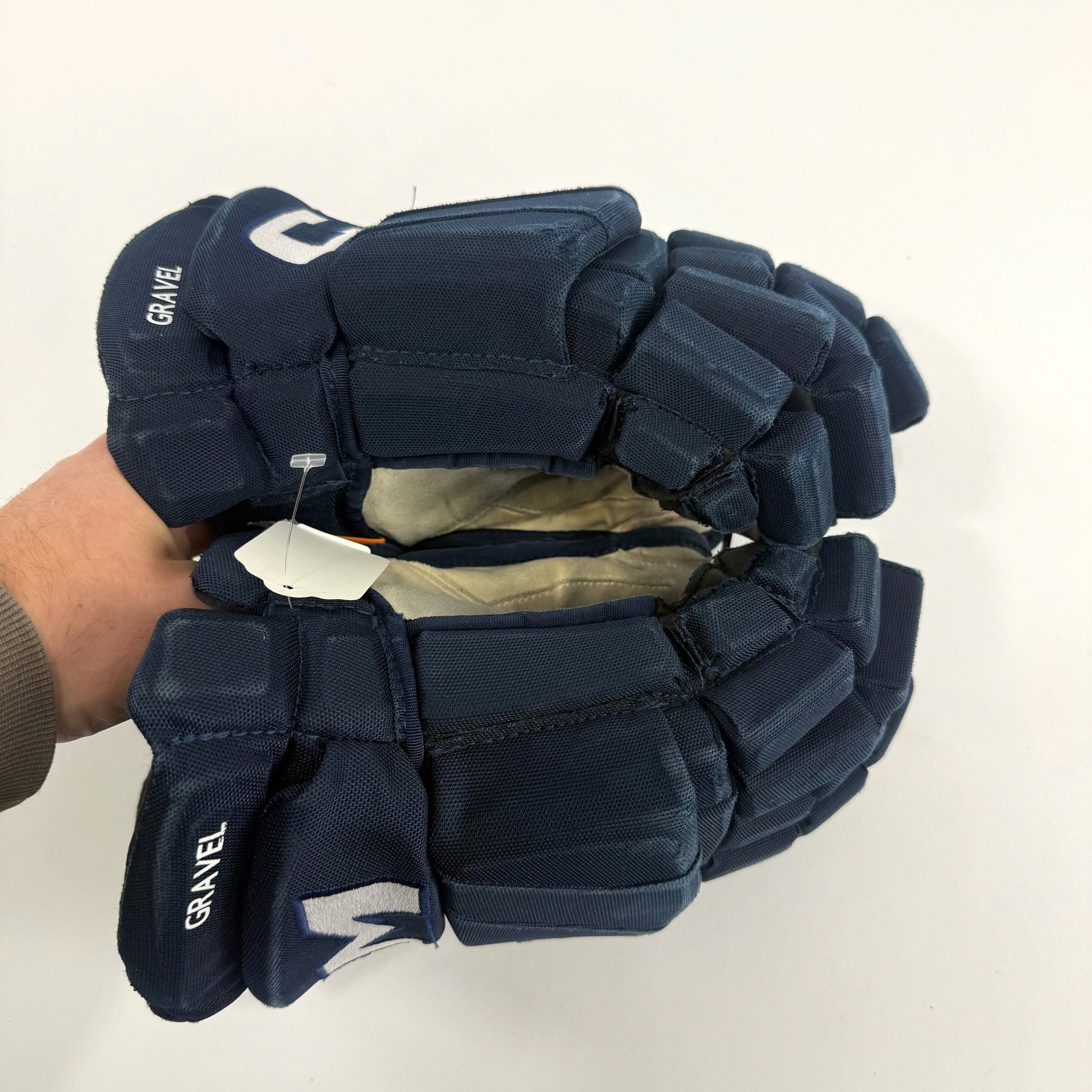 Used Navy CCM Tacks Pro Gloves | 14" | D359