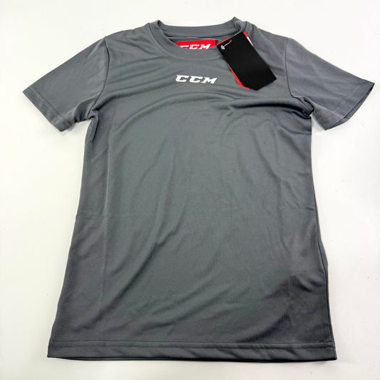 New Dark Grey CCM Youth Price Point Dri Fit T Shirt | Youth M | #888600419534 - Top Flight Hockey