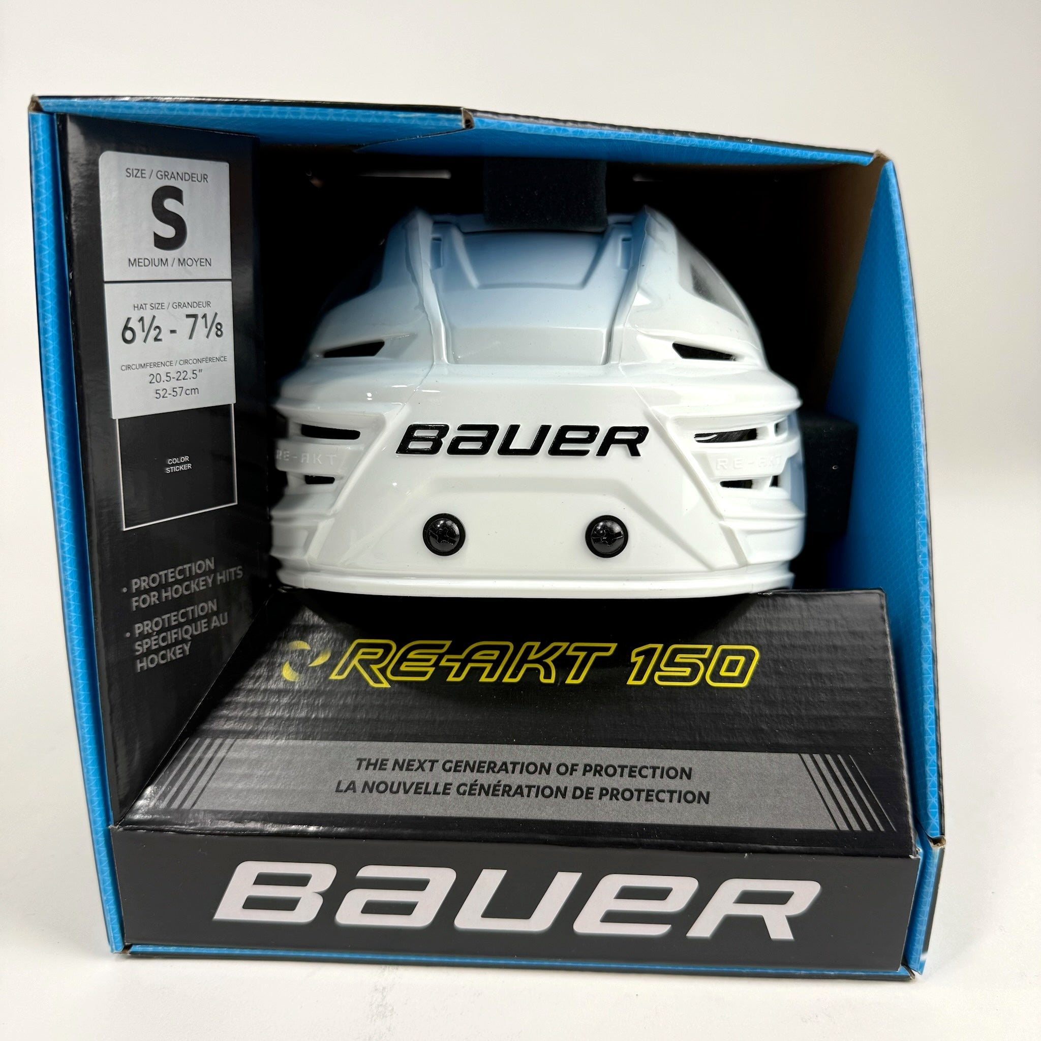 New White Bauer Re-Akt 150 Helmet | Senior Small | St. Louis Blues - Top Flight Hockey