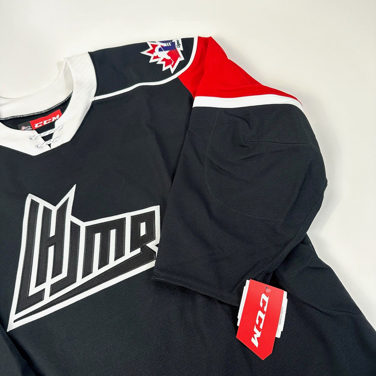 Brand New CCM Black and Red LHJMA Blank Game Jersey LCH - Size 52 - Top Flight Hockey