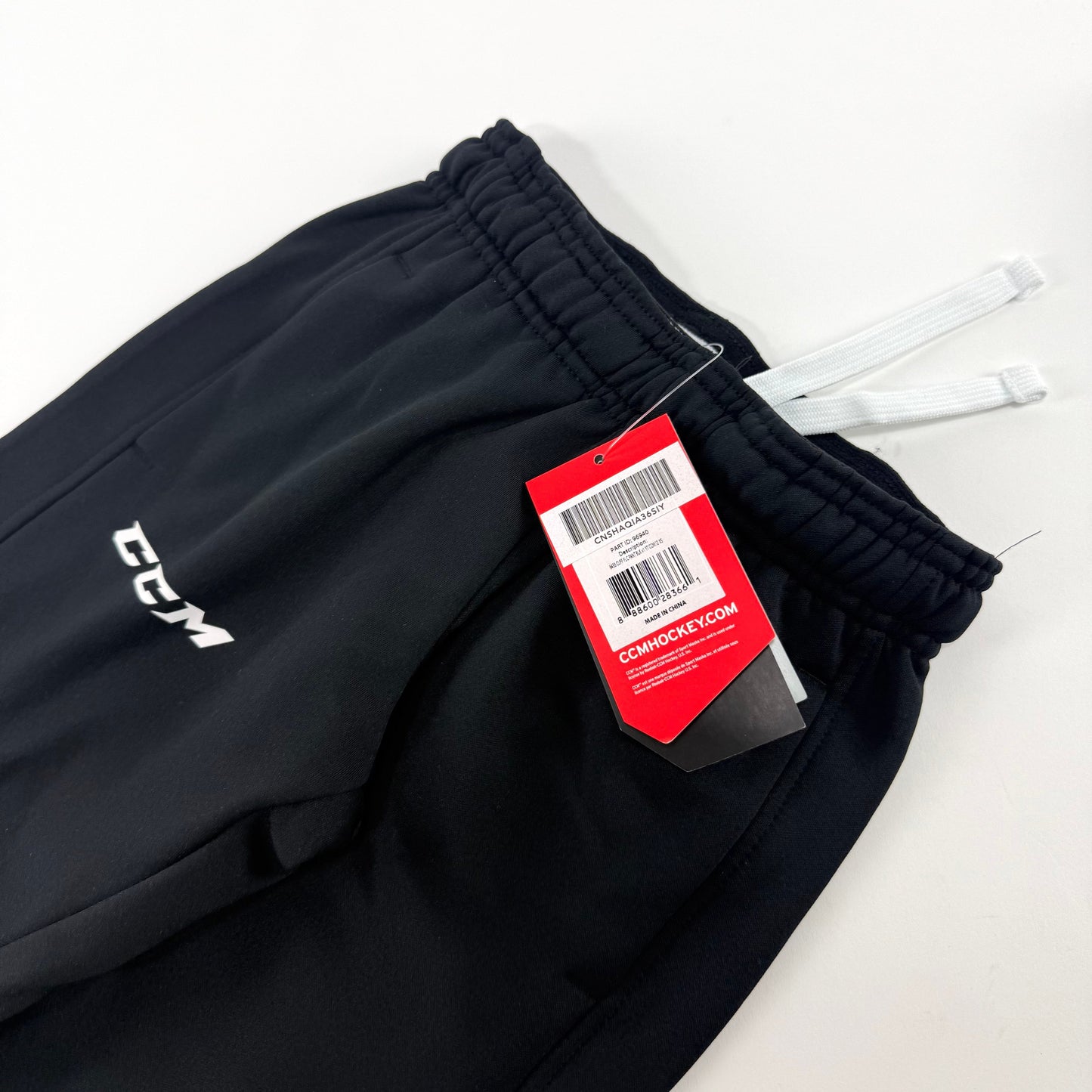 New Black CCM Youth Team Training Cuffed Pant | Youth XS | #888600283661