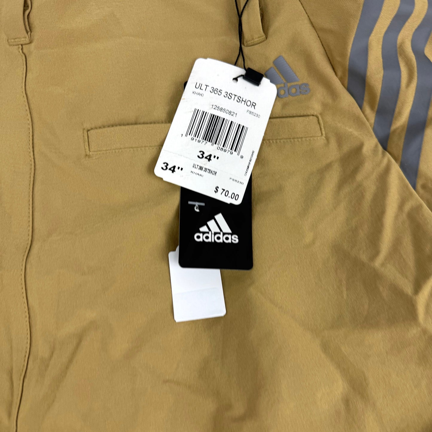 New Khaki Adidas Golf Shorts | 34" Waist Size | J591 - Top Flight Hockey