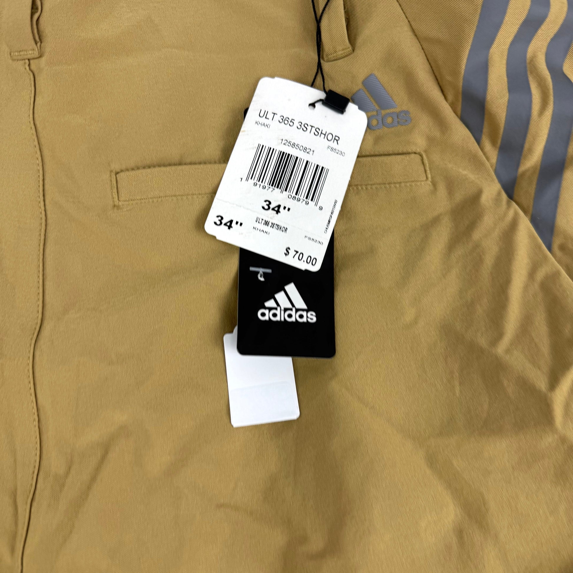 New Khaki Adidas Golf Shorts | 34" Waist Size | J591 - Top Flight Hockey