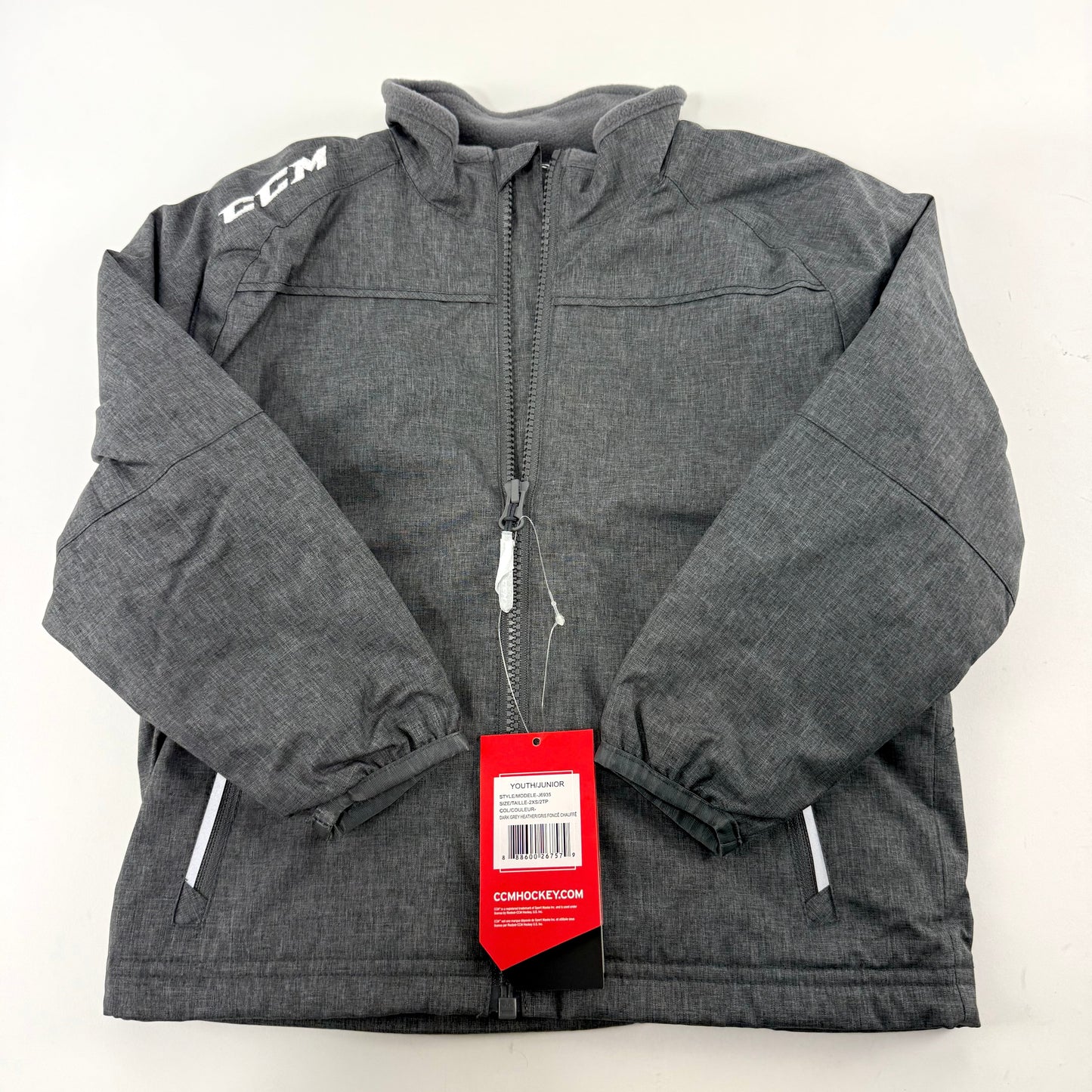 New Dark Grey CCM Team Premium Mid Weight Jacket | Youth XXS #888600267579 - Top Flight Hockey