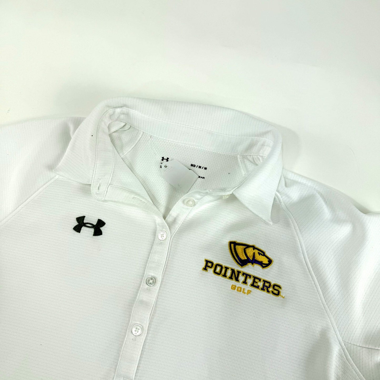 Used White Womens Adidas UWSP Pointers Golf Polo | Womens M | E271 - Top Flight Hockey