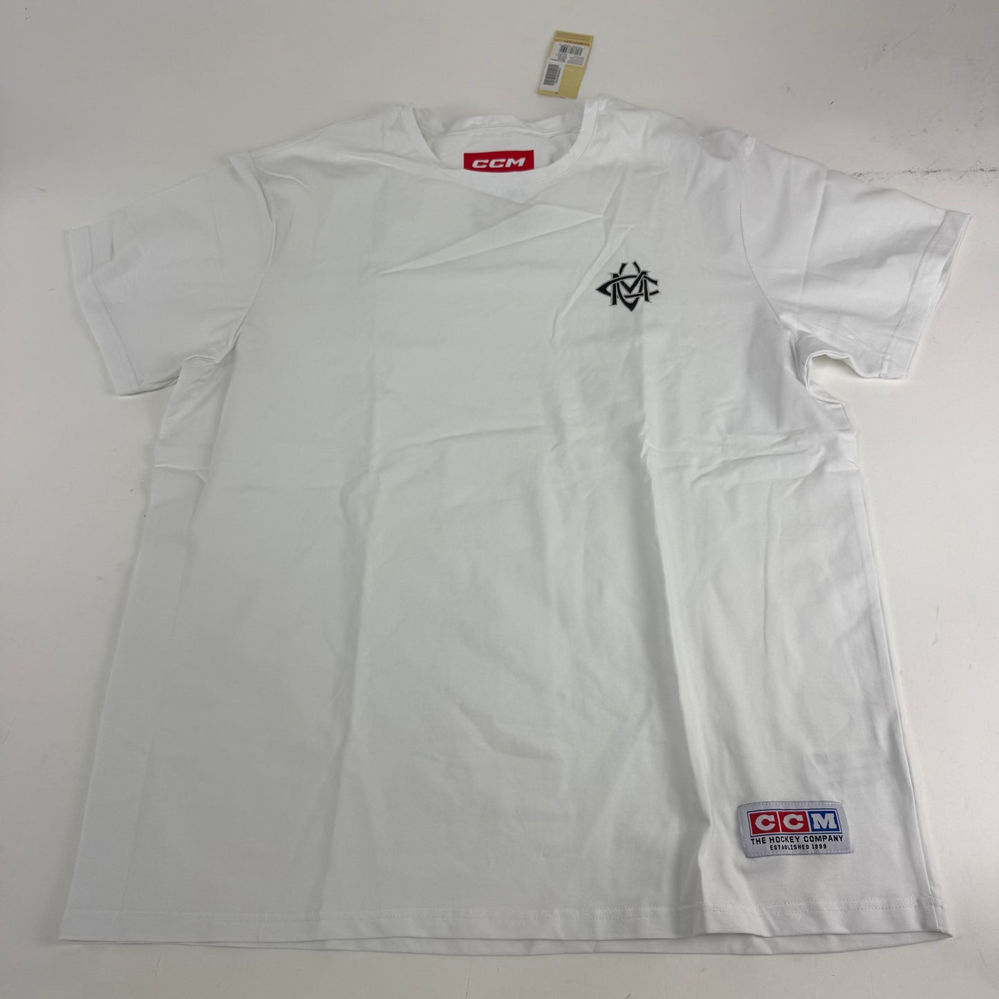 New CCM White Monochrome Short Sleeve Emblem Tee | Senior XXL | #191520735500 - Top Flight Hockey