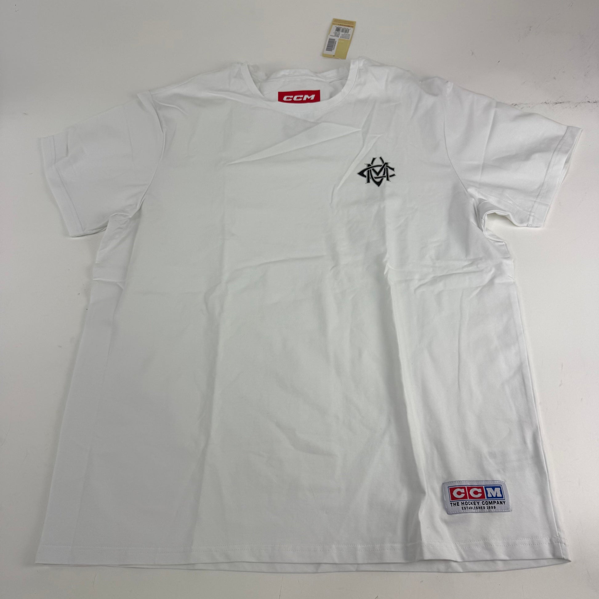 New CCM White Monochrome Short Sleeve Emblem Tee | Senior XXL | #191520735500 - Top Flight Hockey