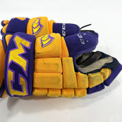 Used Yellow and Purple CCM 4 Roll Pro Gloves | 14" | E559 - Top Flight Hockey