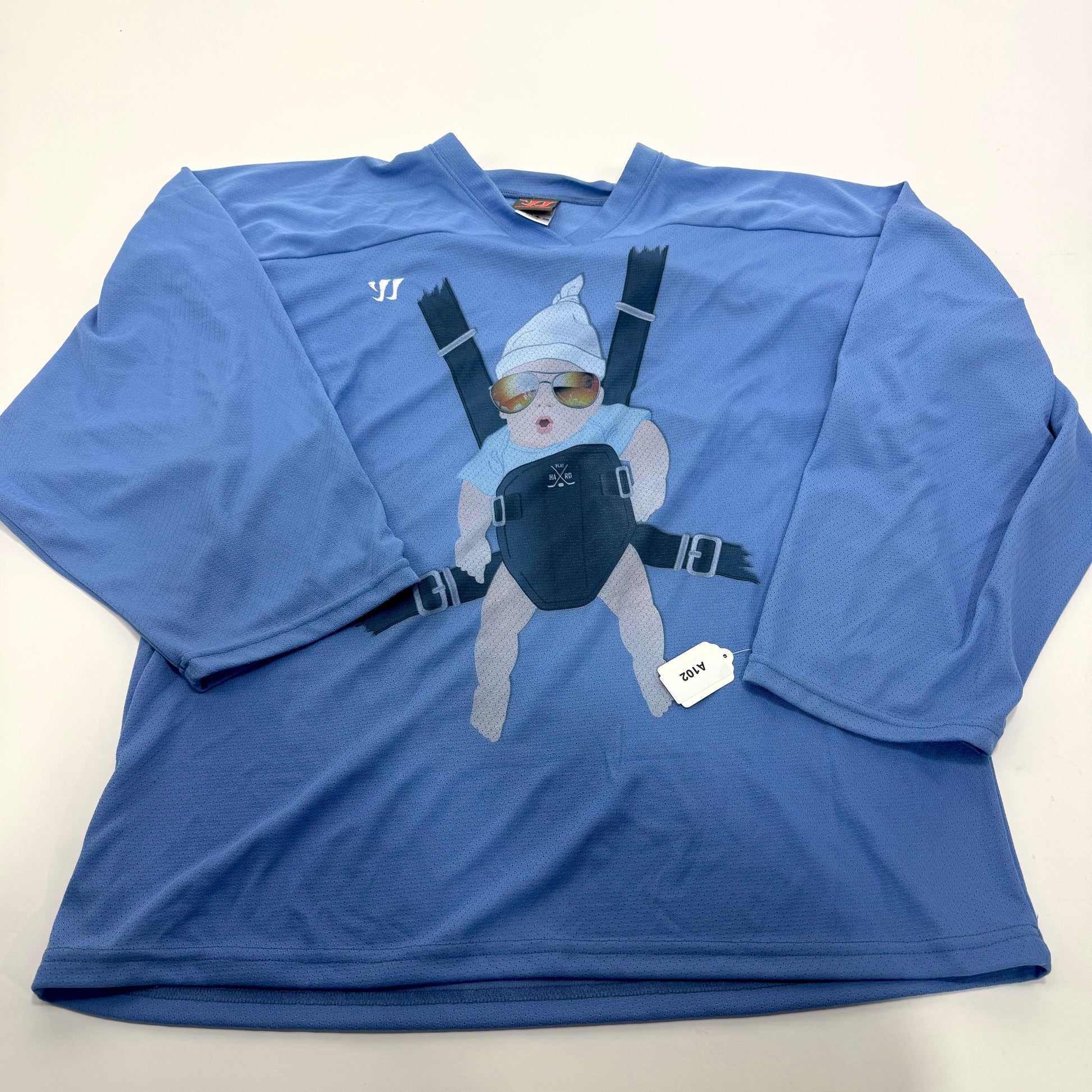 Used Baby Blue Warrior Hangover Baby Jersey | Goalie Cut Large | A102 - Top Flight Hockey