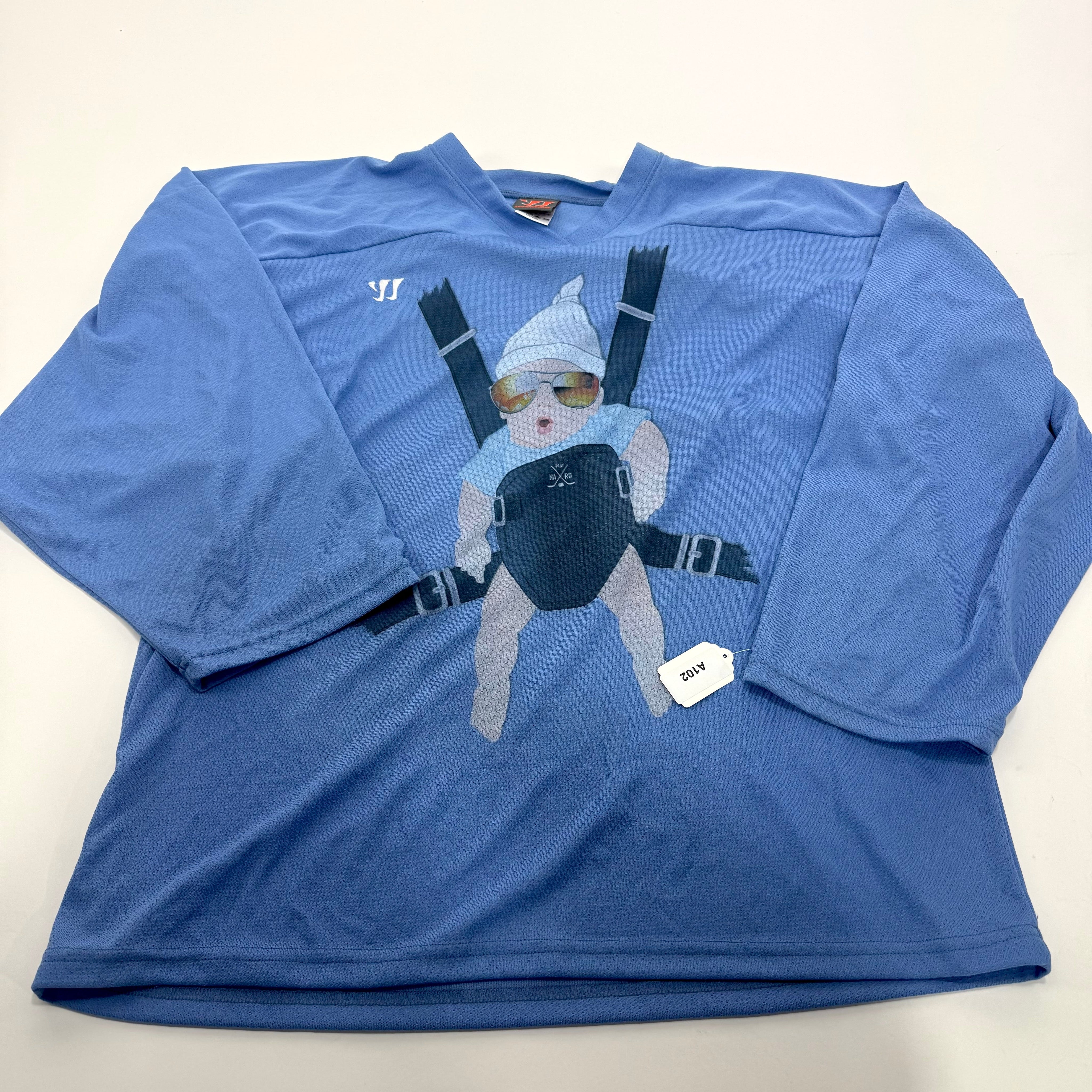 Used Baby Blue Warrior Hangover Baby Jersey | Goalie Cut Large | A102 - Top Flight Hockey