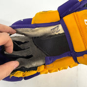 Used Yellow and Purple CCM 4 Roll Pro Gloves | 14" | E451
