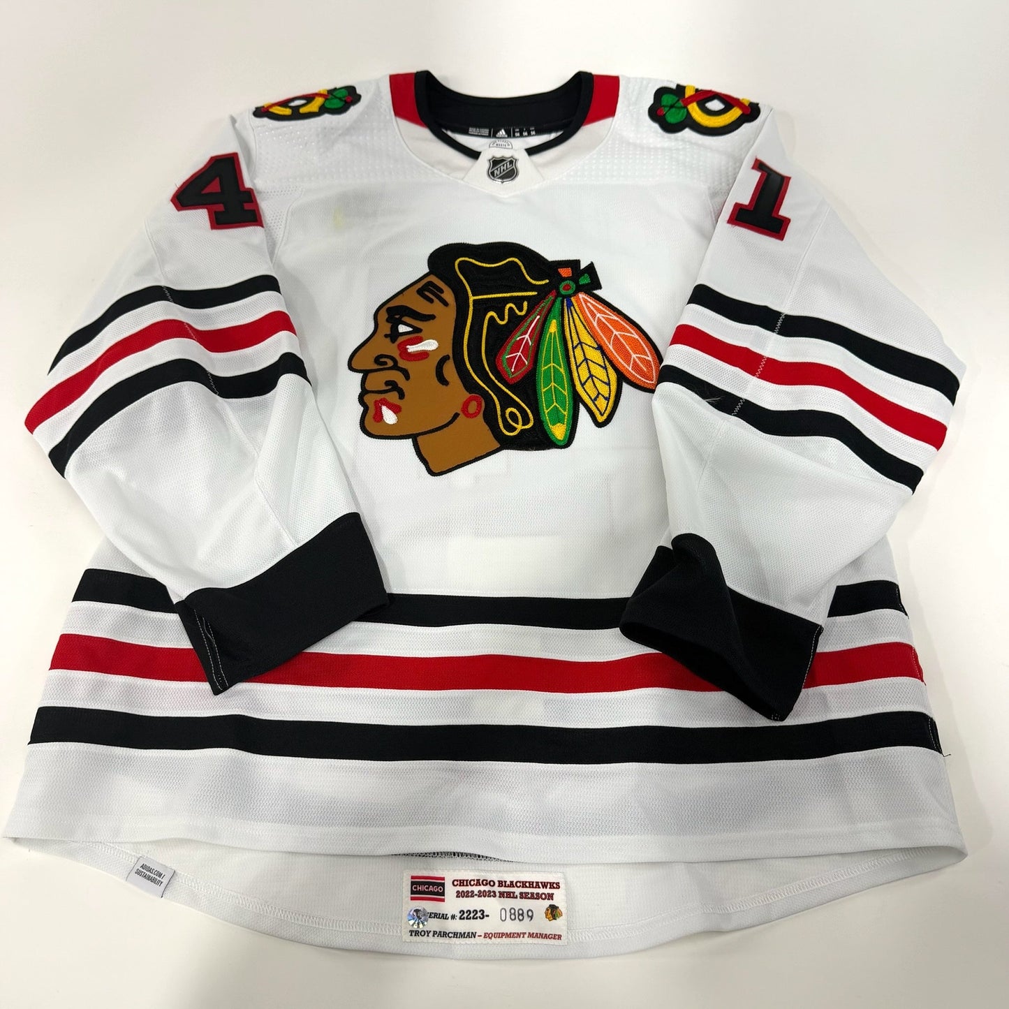 Isaak Phillips #41 Away Chicago Blackhawks Game Worn Jersey 2022-2023 | 889-25520
