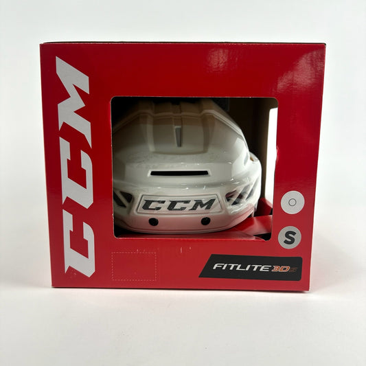 Brand New Small White CCM Fitlite 3DS Helmet - Top Flight Hockey
