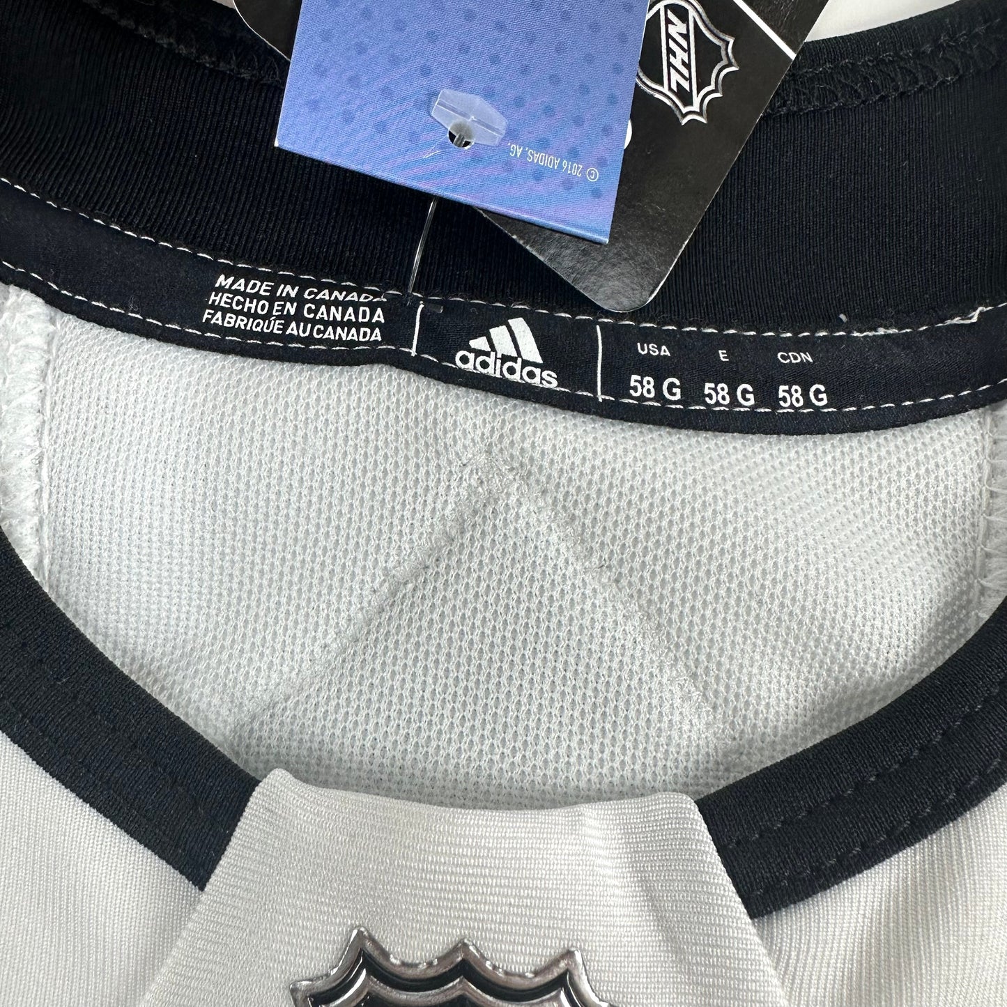 Brand New White MIC Adidas Chicago Blackhawks Blank Game Jersey - Size 58G