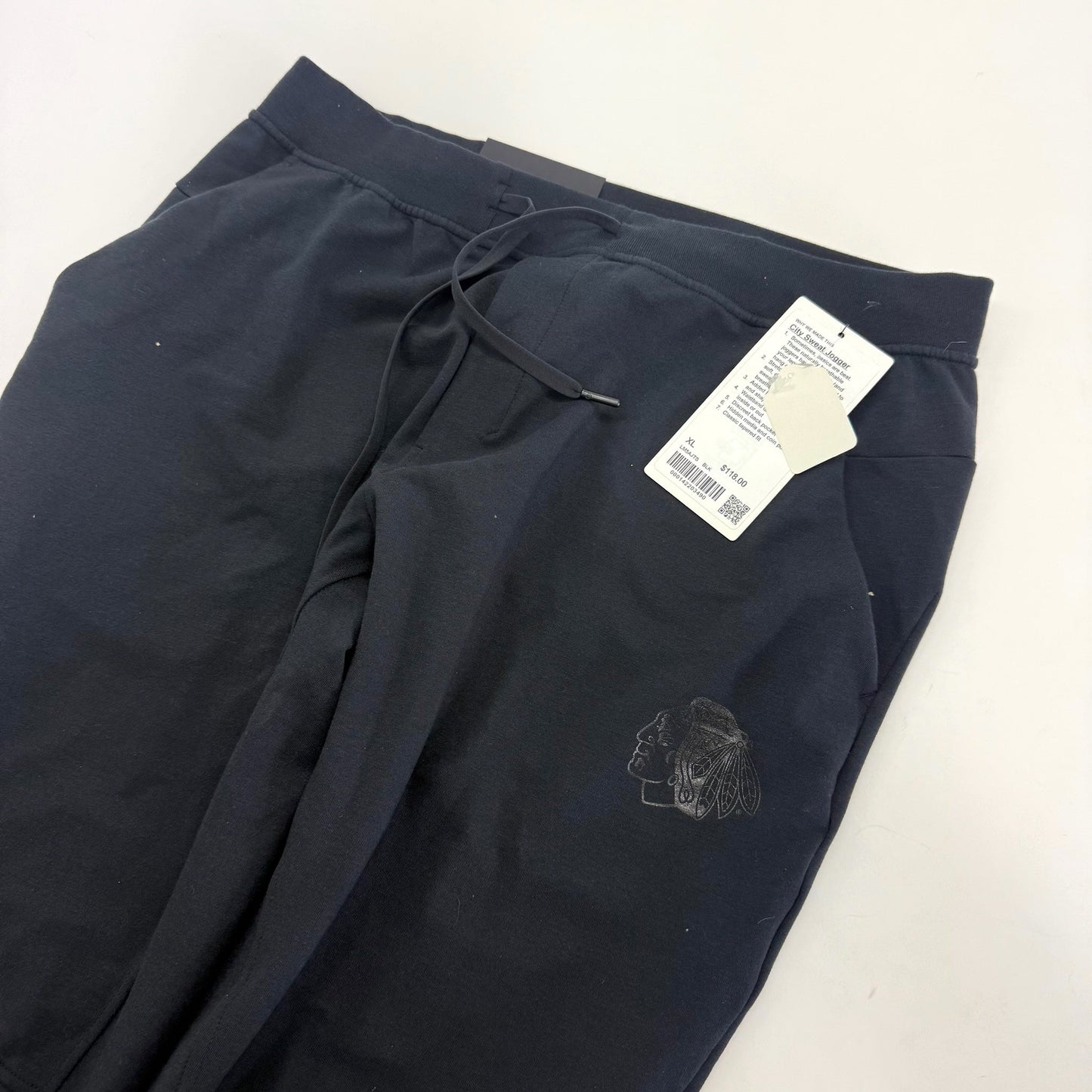 New Black Chicago Blackhawks Lulu Lemon City Sweat Jogger Pant | XL | R89 - Top Flight Hockey