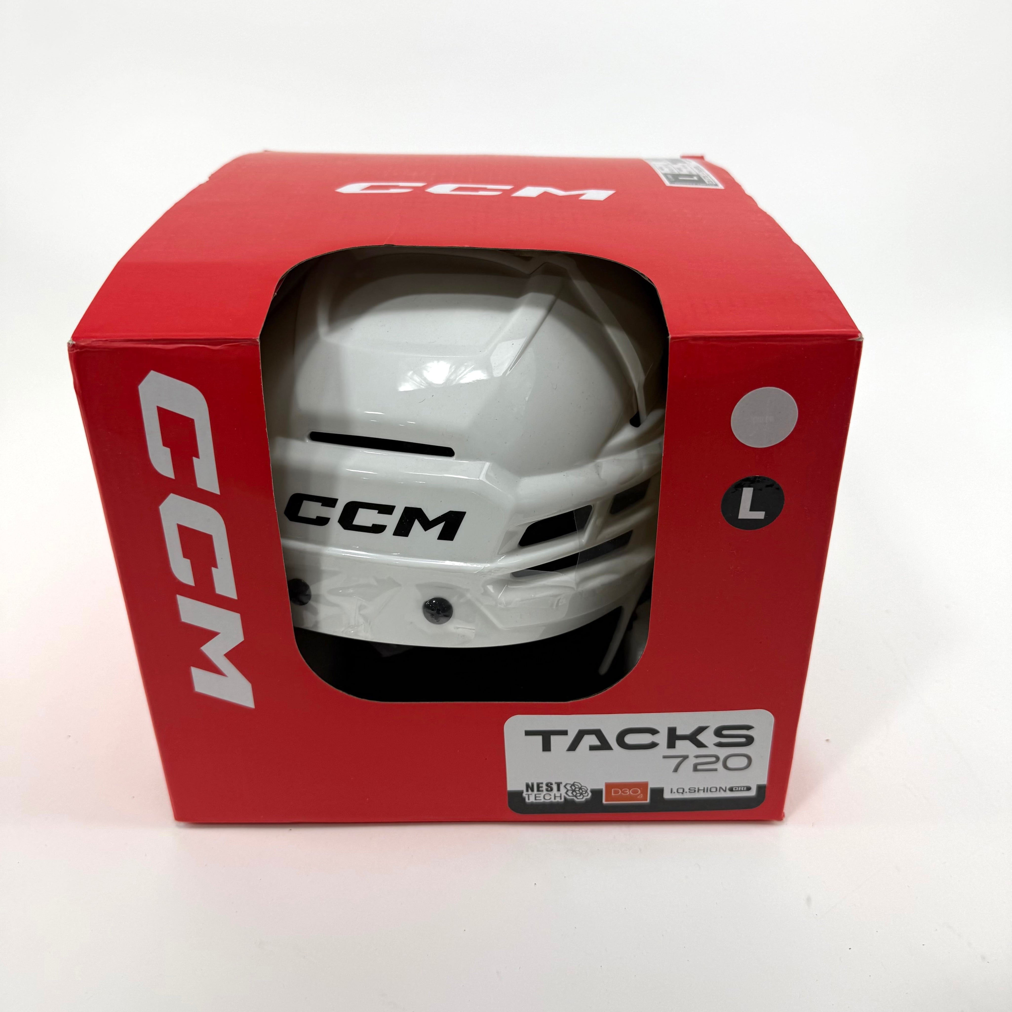 New White CCM Tacks 720 Helmet | Large - Top Flight Hockey