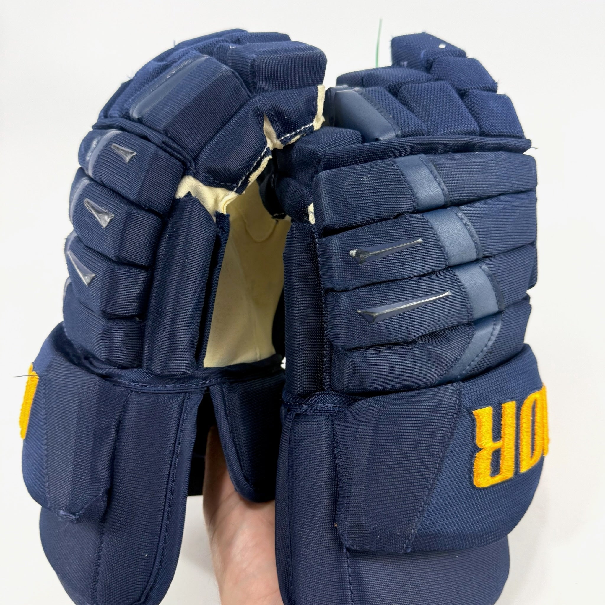 Used Navy STL Blues Warrior Alpha DX Pro Gloves | 14" | Suter | D95 - Top Flight Hockey