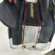 Used Vegas Knights White and Gold Vaughn V9 Goalie Leg Pads | Saville | 35+1" - Top Flight Hockey