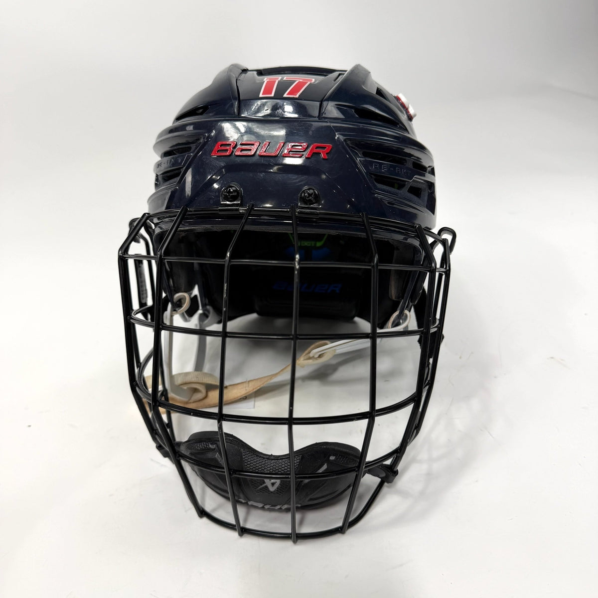 Used Navy Bauer Re-Akt 155 Helmet with Cage | Senior Medium | AB665