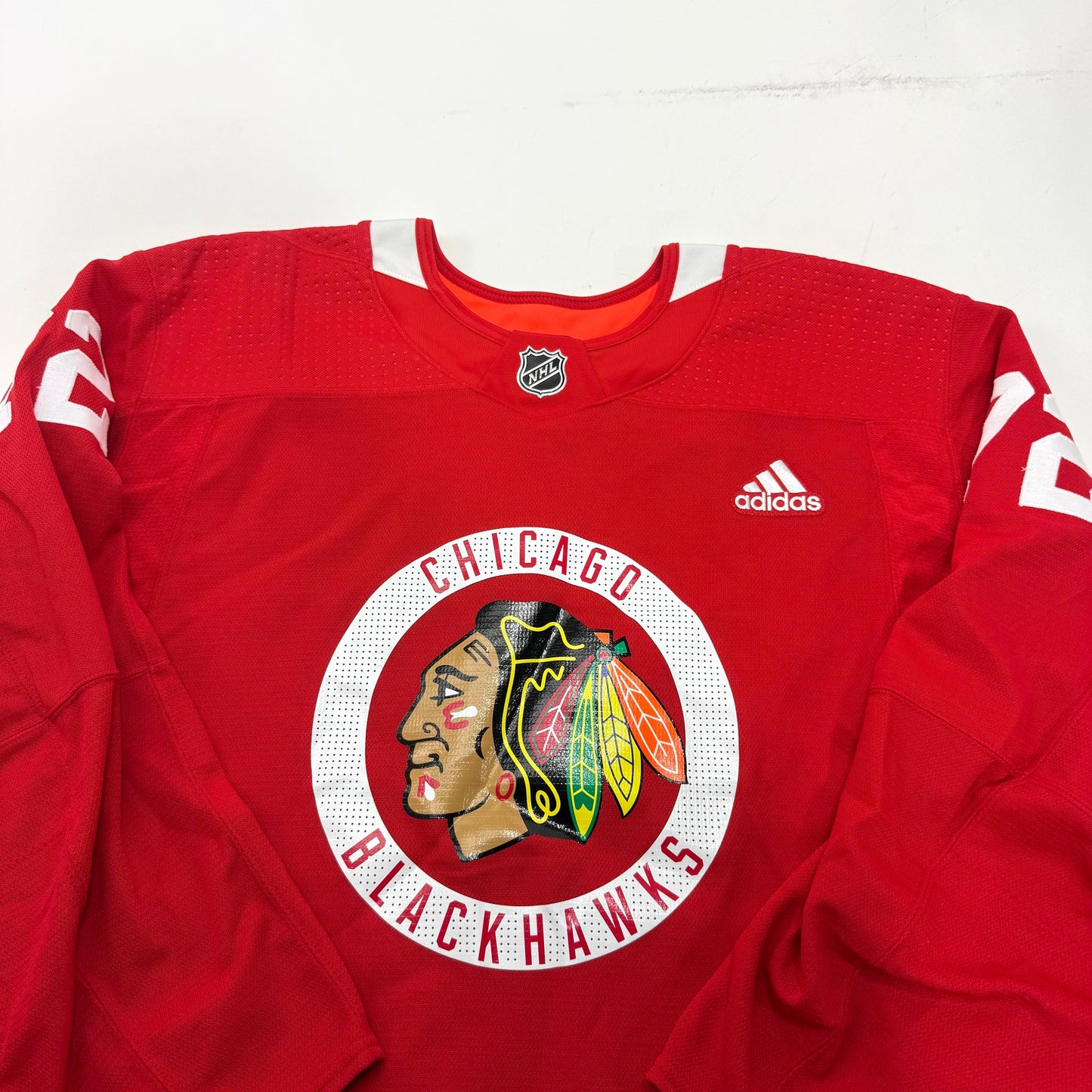 Used Red Chicago Blackhawks Adidas MIC Practice Jersey | Size 56 | Stjernborg #72 - Top Flight Hockey