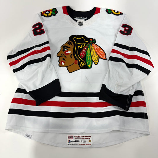Philipp Kurashev #23 Away Chicago Blackhawks Game Worn Jersey 2022-2023, Set 2 | 2260-25525