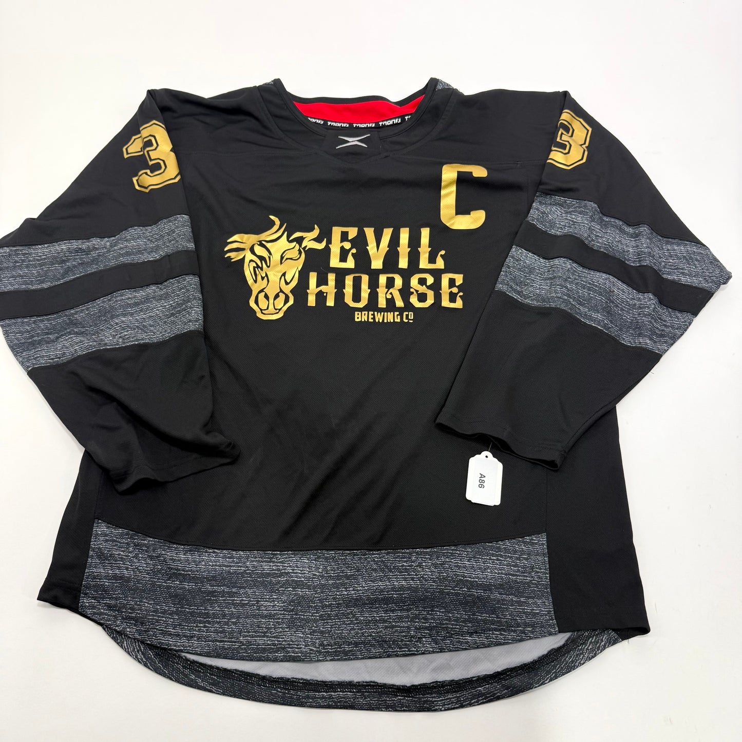 Used Black and Gold Tron Evil Horse Brewing Jersey | Large | A86 - Top Flight Hockey