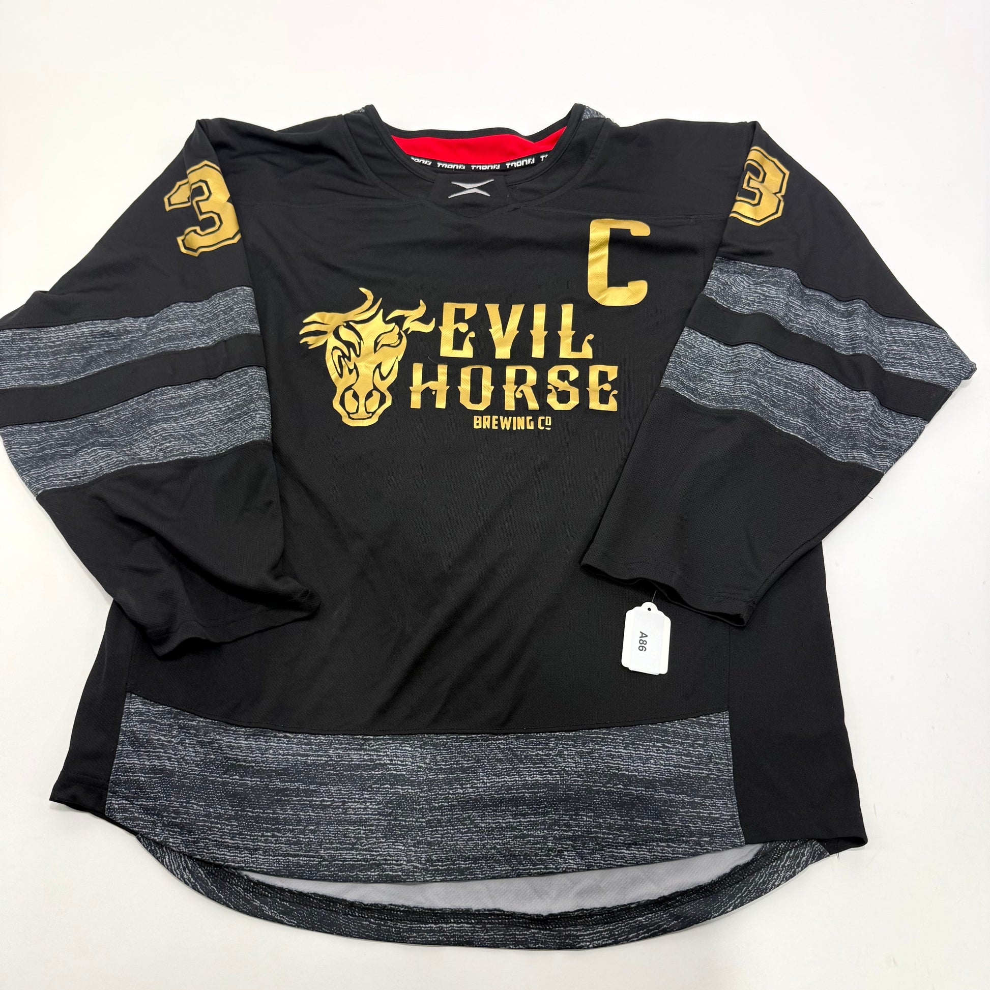 Used Black and Gold Tron Evil Horse Brewing Jersey | Large | A86 - Top Flight Hockey