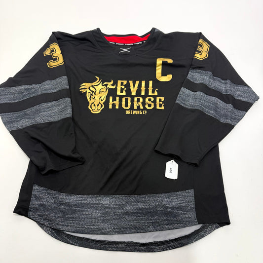 Used Black and Gold Tron Evil Horse Brewing Jersey | Large | A86 - Top Flight Hockey