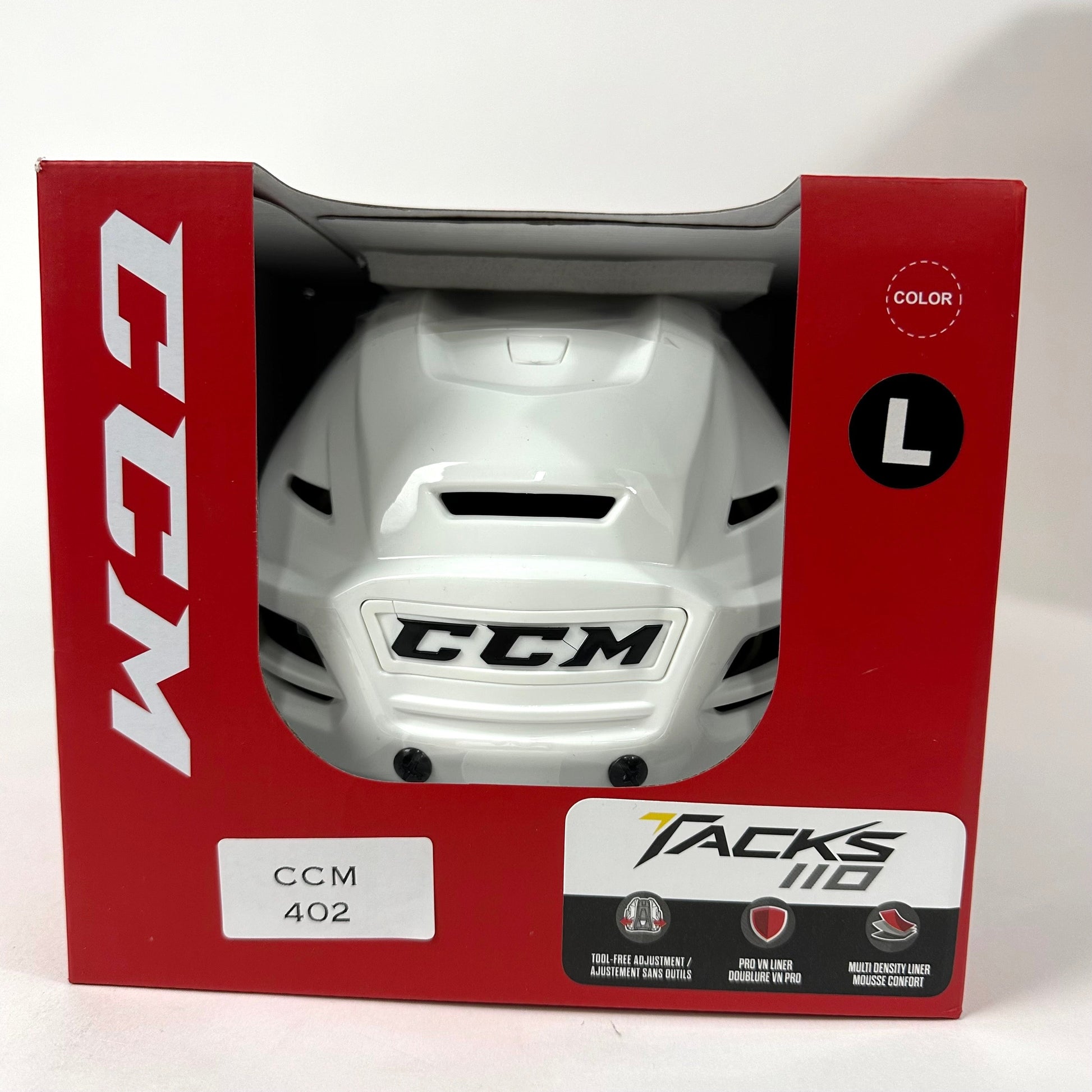 Brand New CCM Tacks 110 Helmet In Box - White - Large - #CCM402 - Top Flight Hockey