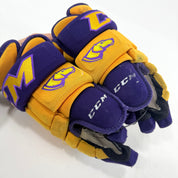Used Yellow and Purple CCM 4 Roll Pro Gloves | 14" | E464 - Top Flight Hockey