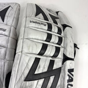 Used White and Black Vaughn Velocity 7400 Goalie Pads | 34 +1" - Top Flight Hockey