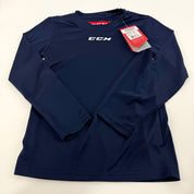 New Navy CCM Youth Dri Fit Long Sleeve Training Shirt | Youth S | #888600723365 - Top Flight Hockey