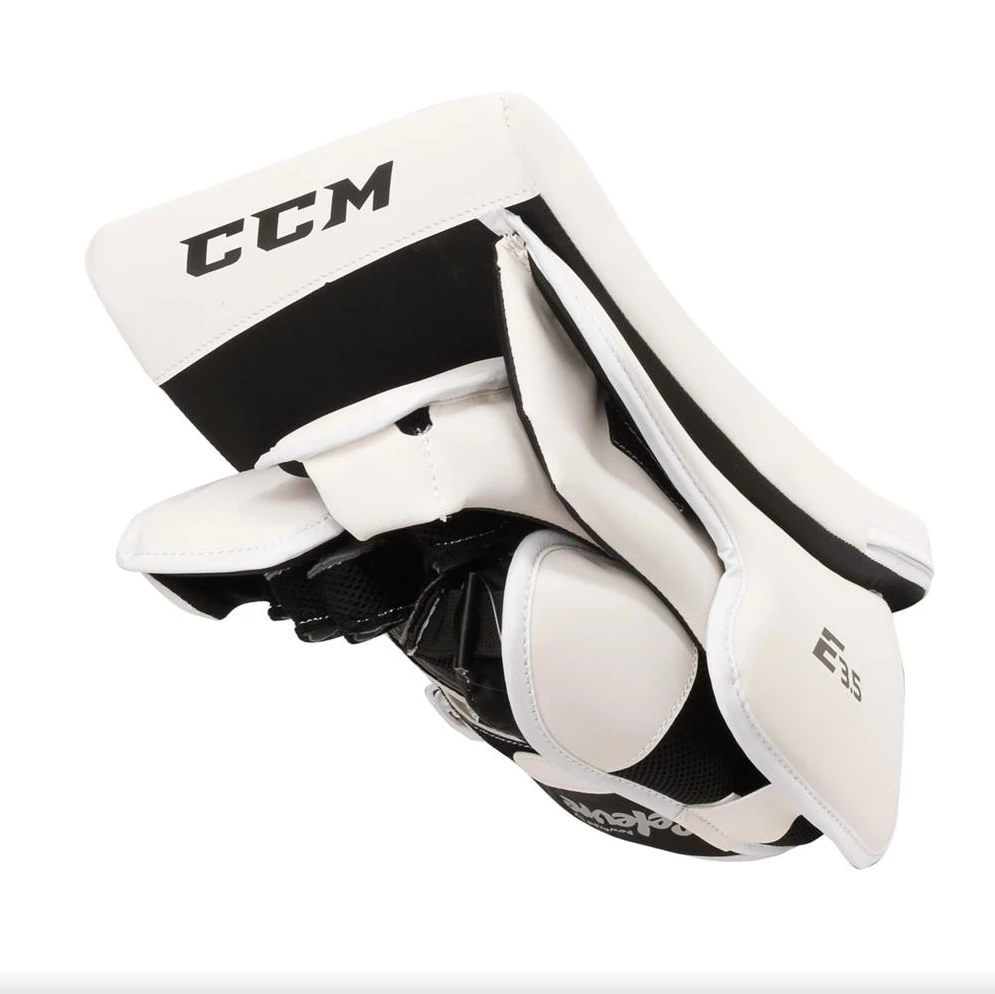 New CCM White E Flex 3.5 Goalie Blocker | Full Right | Junior | #888600394701 - Top Flight Hockey