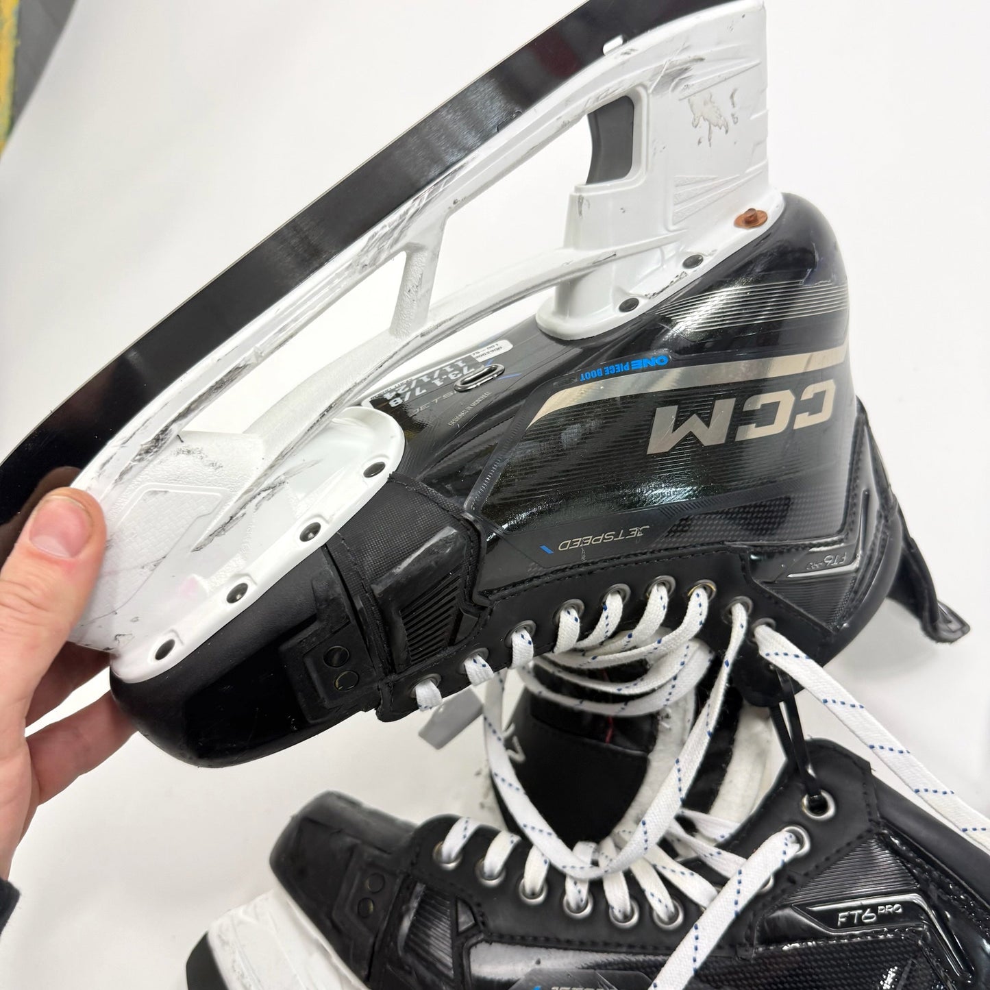 Used Black CCM Jetspeed FT6 Pro Skates | 8.5 D | Chicago Blackhawks Lukas Reichel | BH304 - Top Flight Hockey