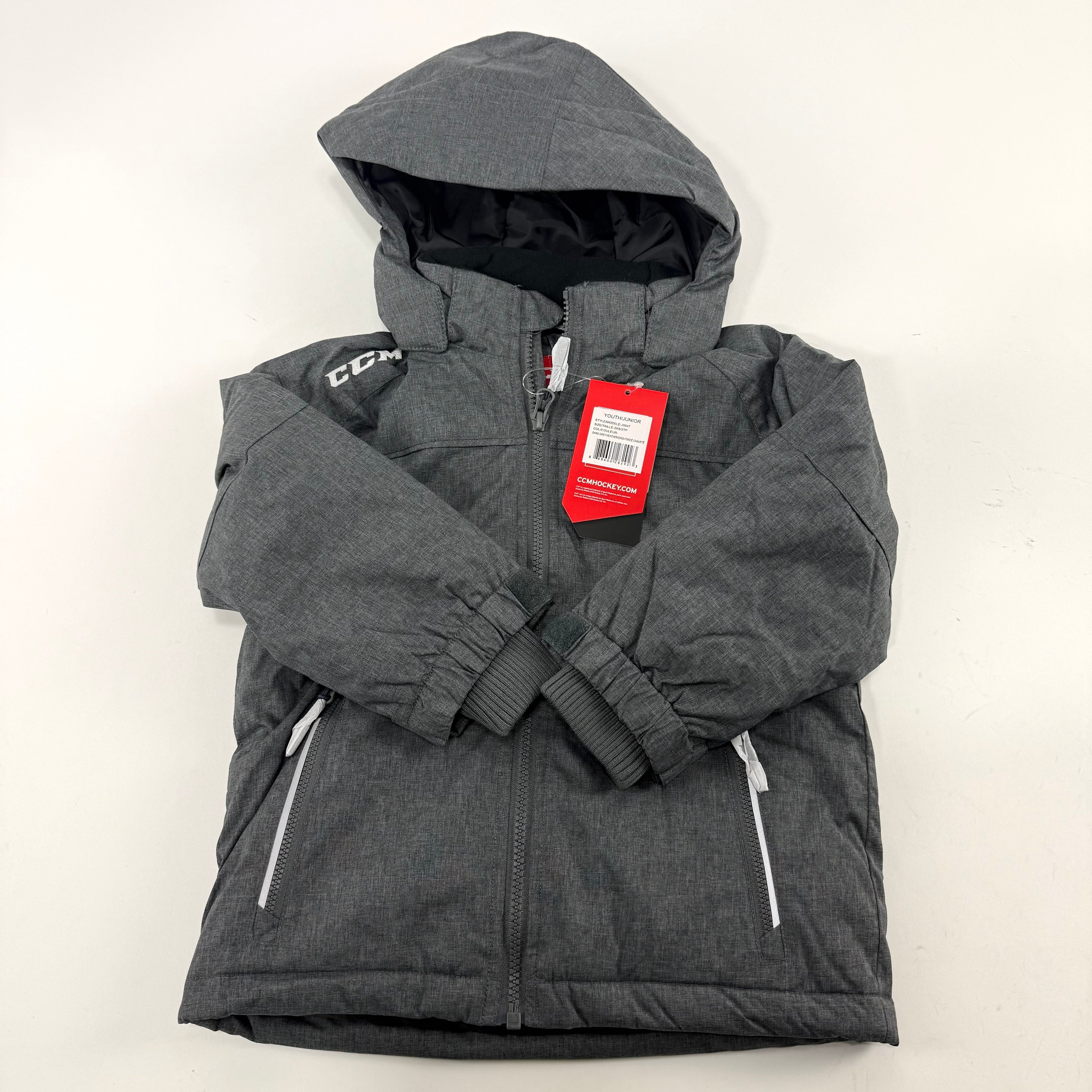 New Dark Grey CCM Youth Team Winter Jacket | Youth XXS | #888600282923 - Top Flight Hockey