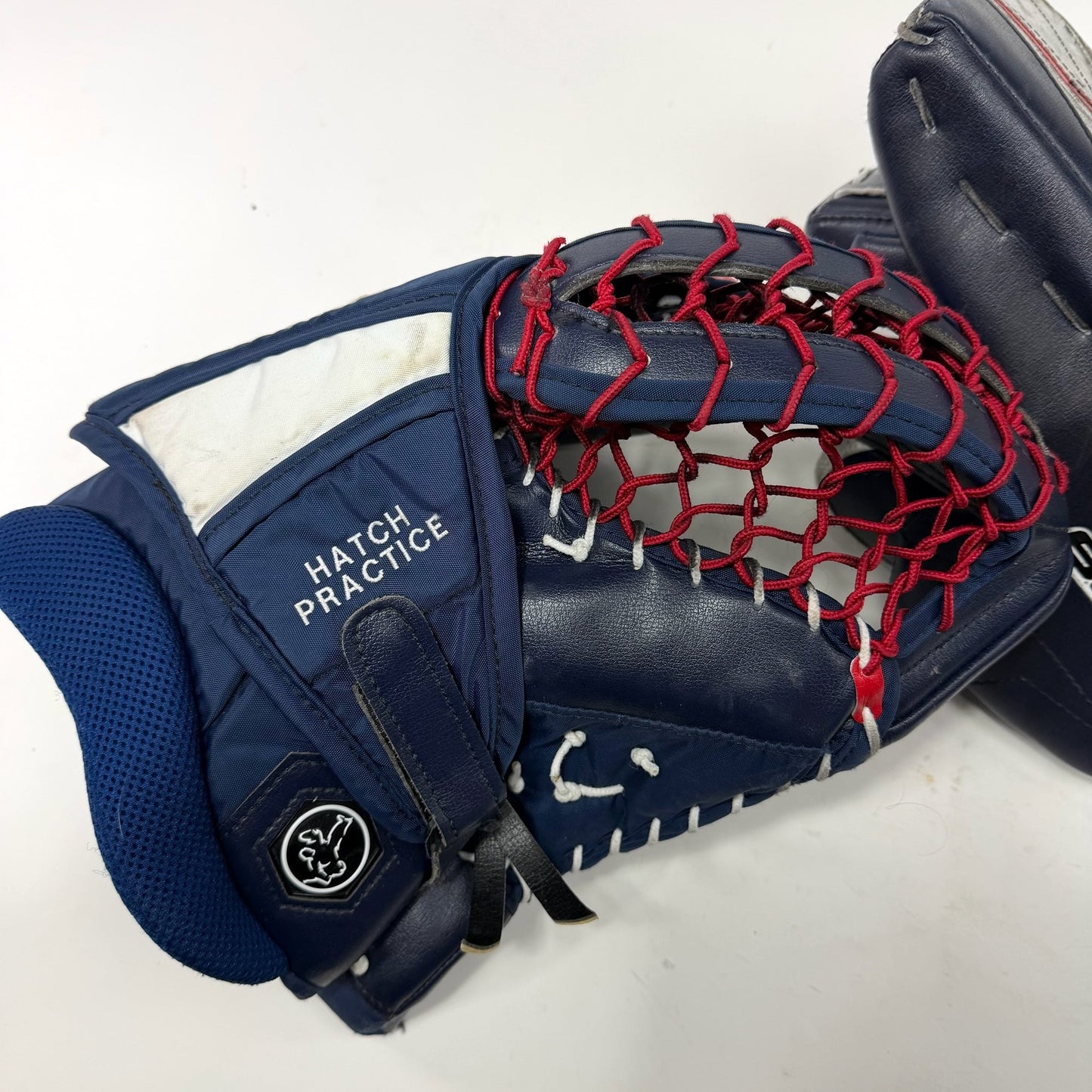 Used Regular Navy/Red/White Vaughn SLR3 Pro Carbon Goalie Glove and Blocker | Senior | AB527