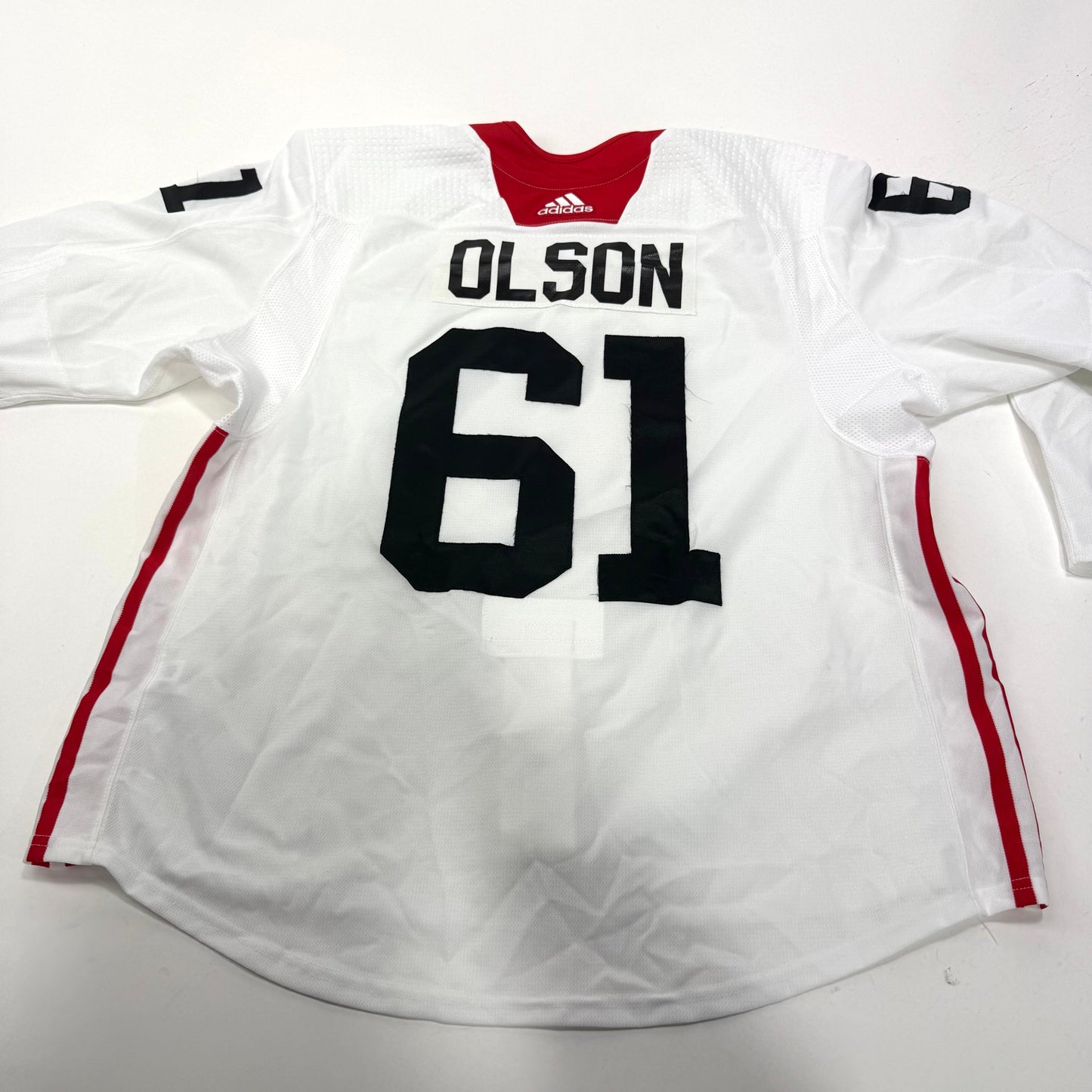 Used White Chicago Blackhawks Adidas MIC Practice Jersey | Size 56 | Olson #61 - Top Flight Hockey