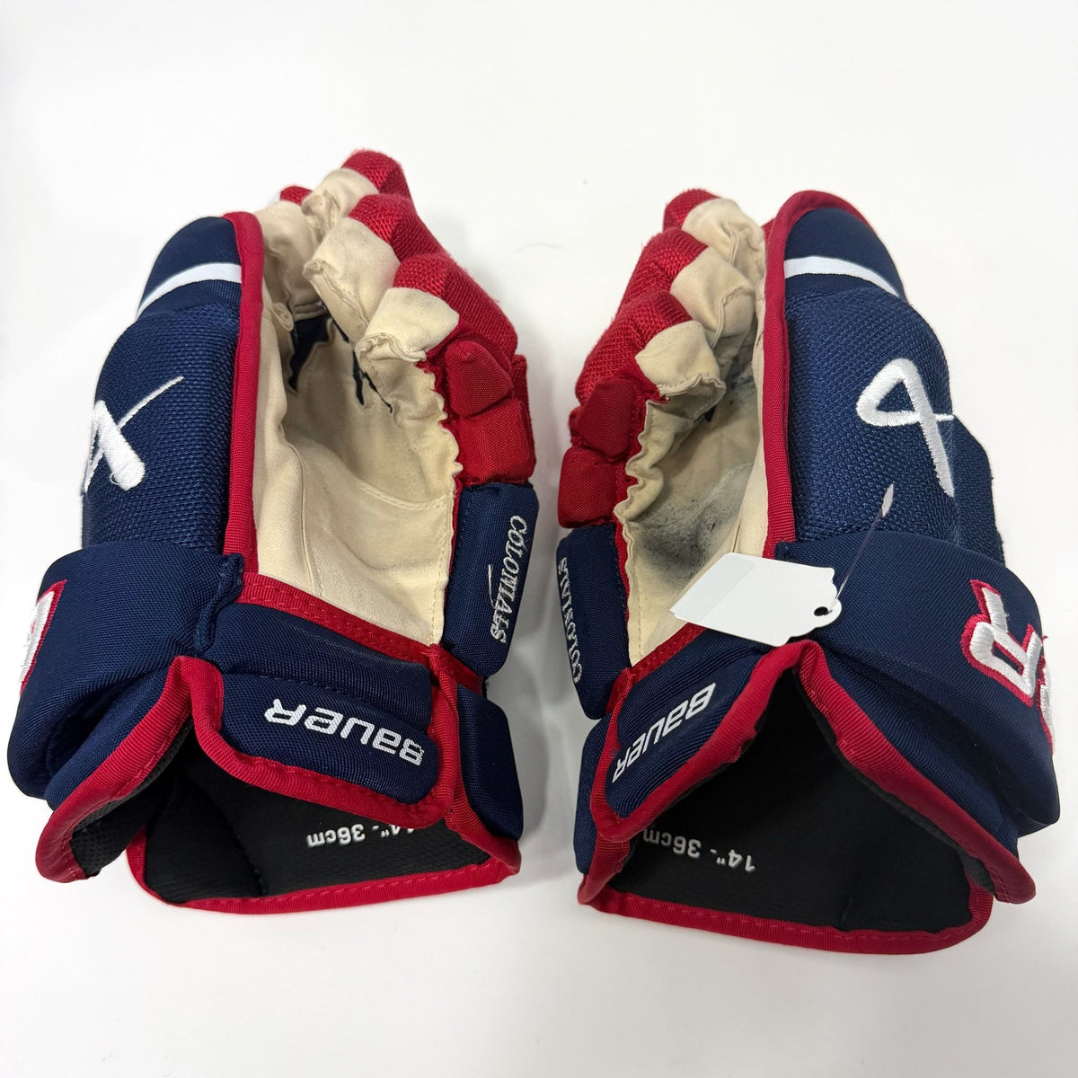 Used Blue Red White Bauer Hyperlite Gloves | 14" | AB775